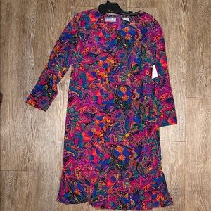 Liz Claiborne Colorful Paisley Long Sleeve Dress